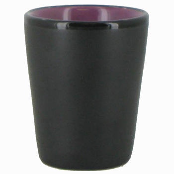 1.5 oz ceramic shot glass - Black matte out, Lilac gloss in