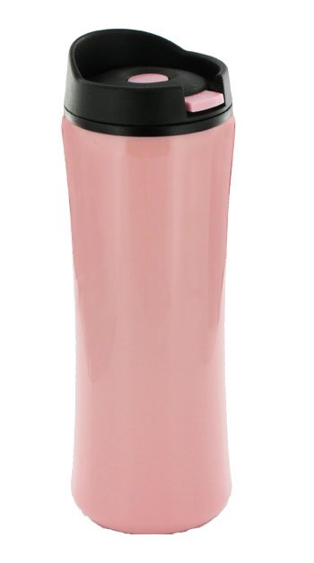 14 oz clicker travel mug - pink