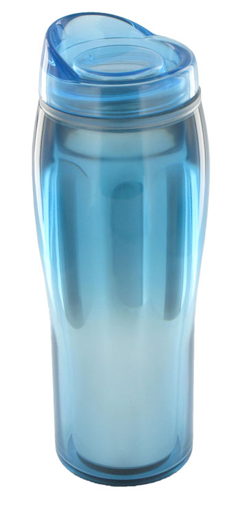 14 oz optima chrome travel mug - light blue